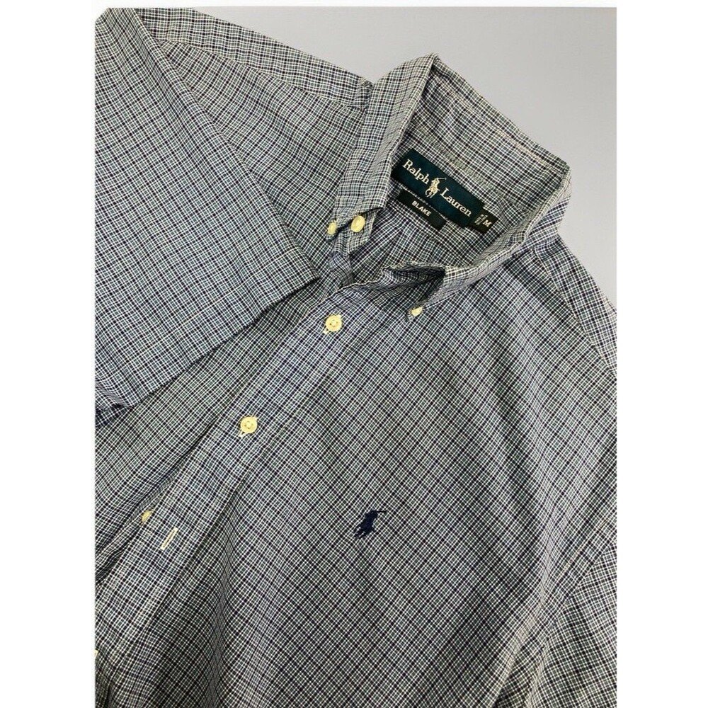 Ralph Lauren Blake Shirt Mens M Blue Plaid Short Sleeve Button Down Cotton Pony